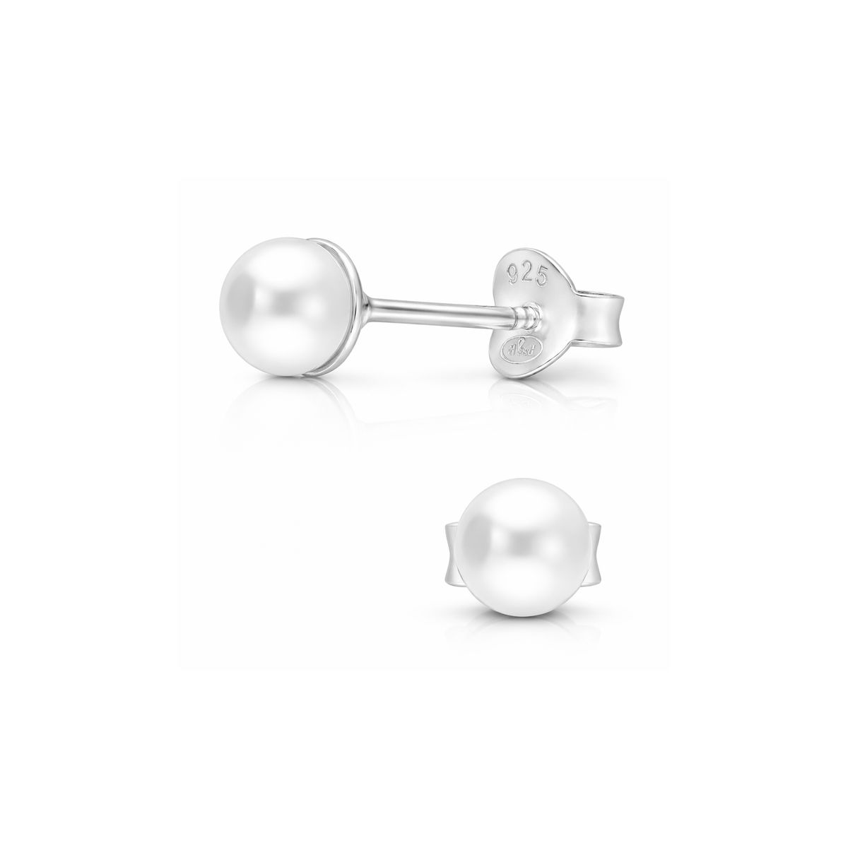 BOUCLES BOULE PERLE BLANCHE 4MM