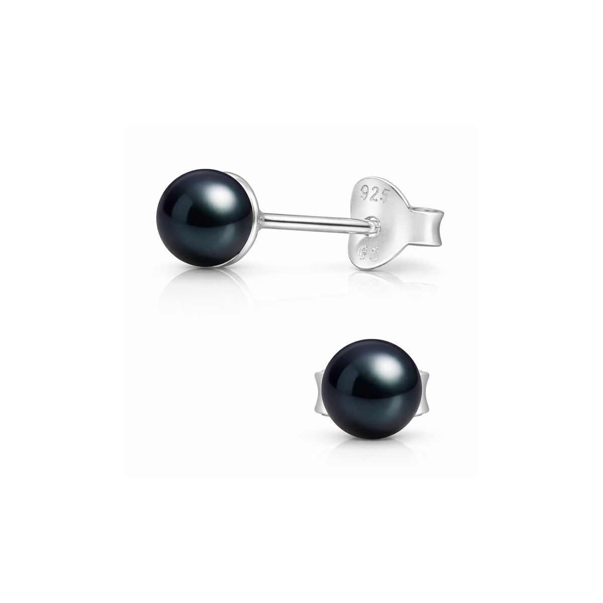 BOUCLES BOULE PERLE NOIRE 4MM