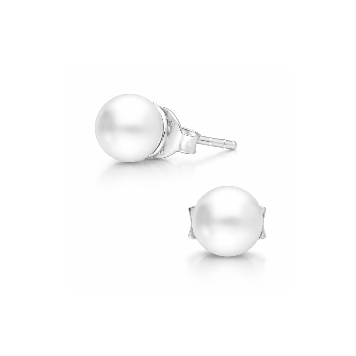 BOUCLES BOULE PERLE BLANCHE 6MM