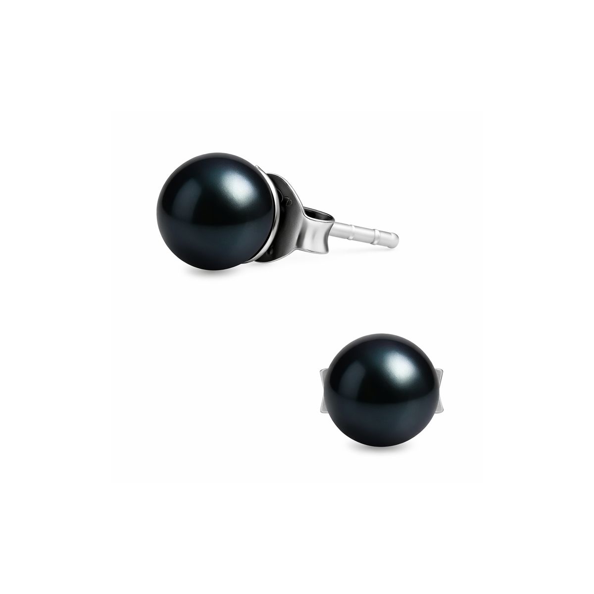 BOUCLES BOULE PERLE NOIRE 6MM