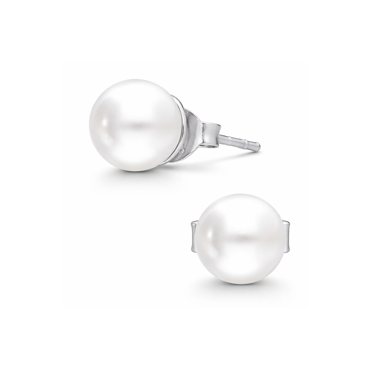 BOUCLES BOULE PERLE BLANCHE 8MM
