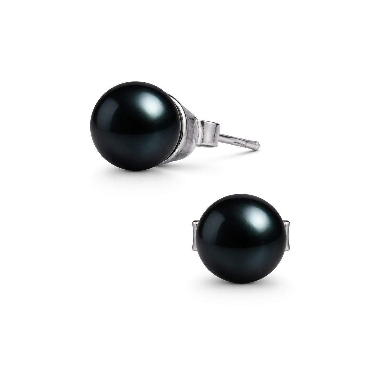BOUCLES BOULE PERLE NOIRE 8MM