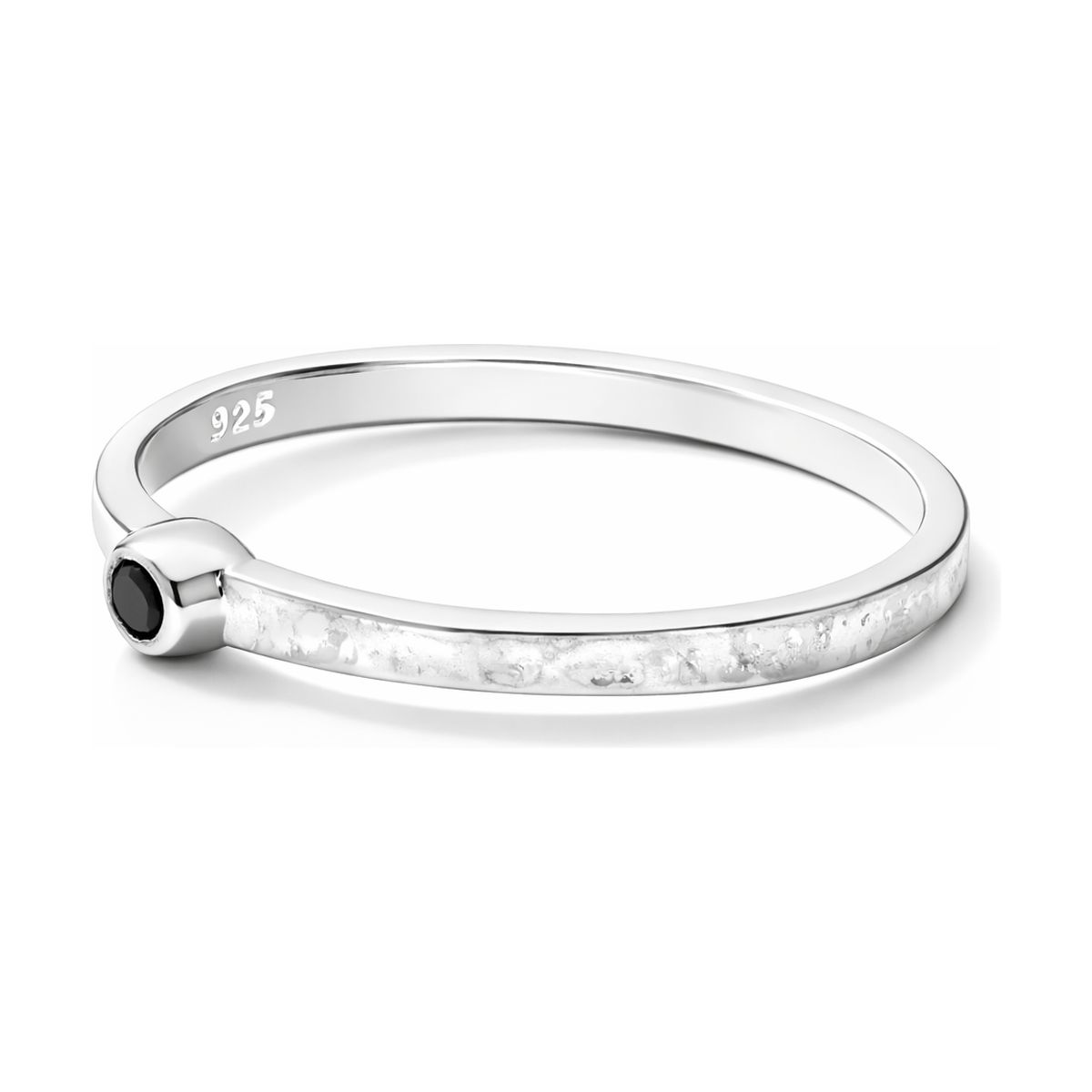 BAGUE ANNEAU FIN MARTELÉ PIERRE RONDE NOIRE
