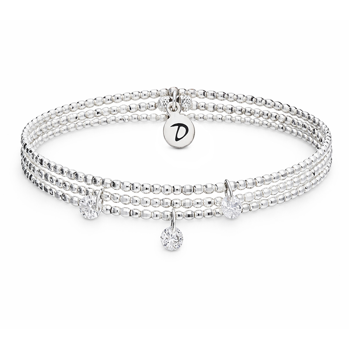BRACELET CUTE TRIPLE RANGS ALL SILVER
