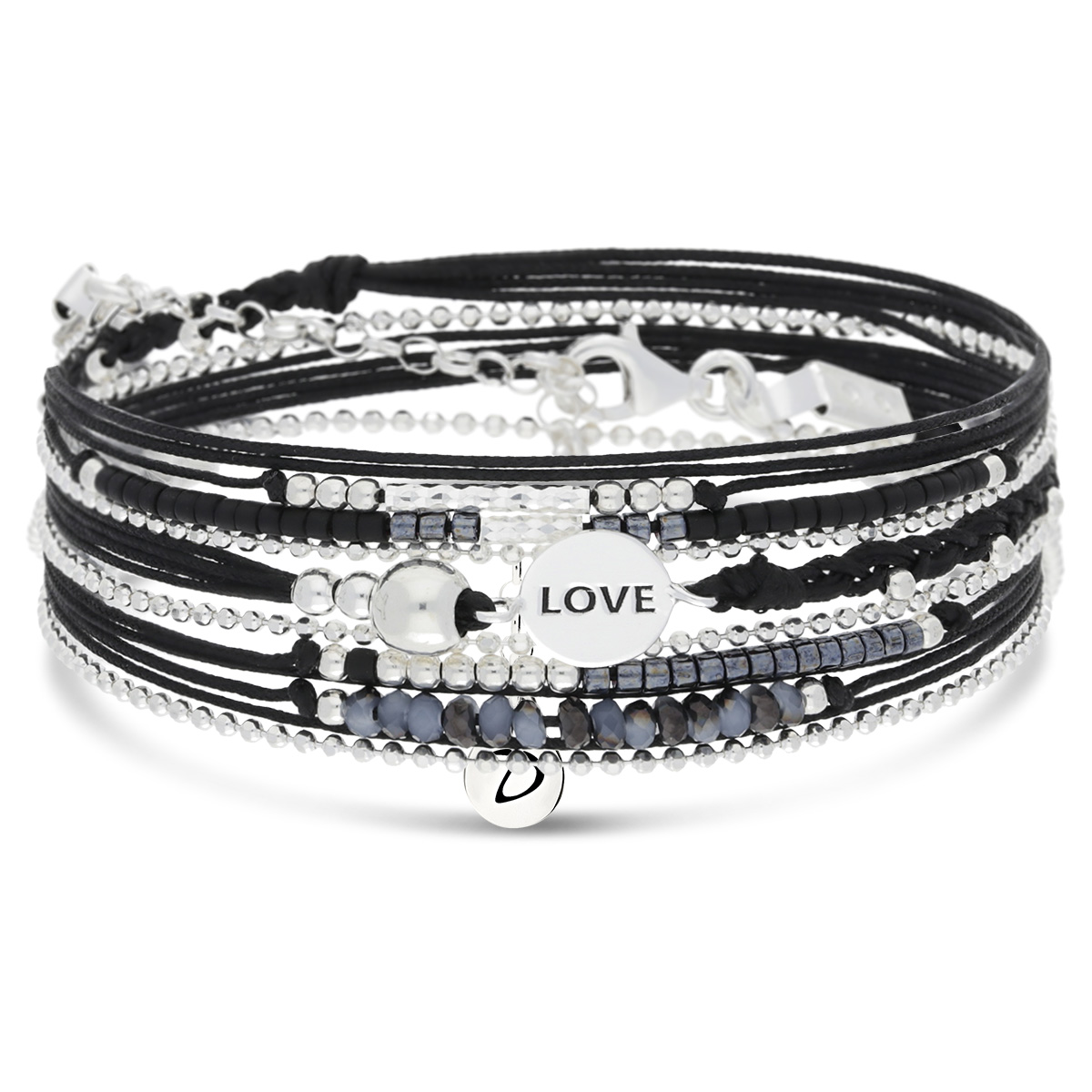 BRACELET MULTI TOURS LOVE NOIR