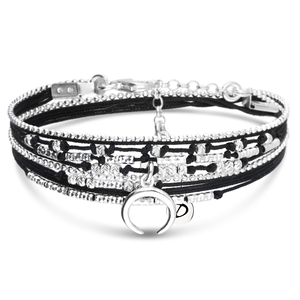 BRACELET MULTI TOURS NOIR WAVY CROISSANT