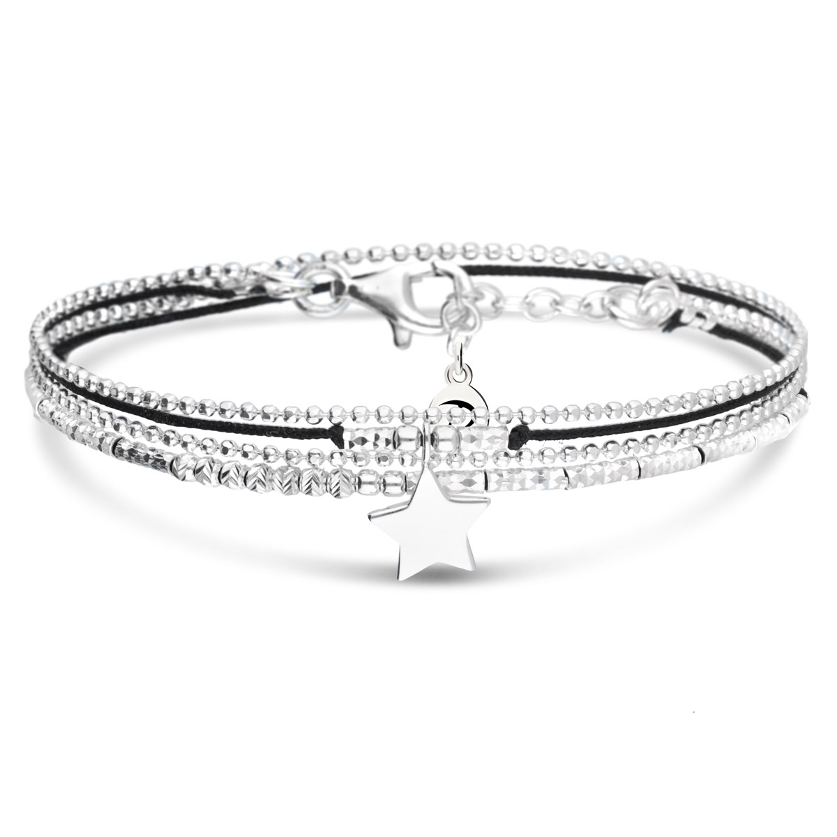 BRACELET DOUBLE TOURS NOIR BABY STAR
