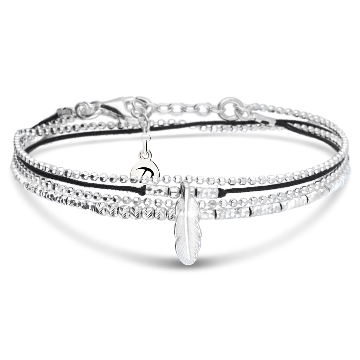 BRACELET DOUBLE TOURS NOIR BABY PLUME