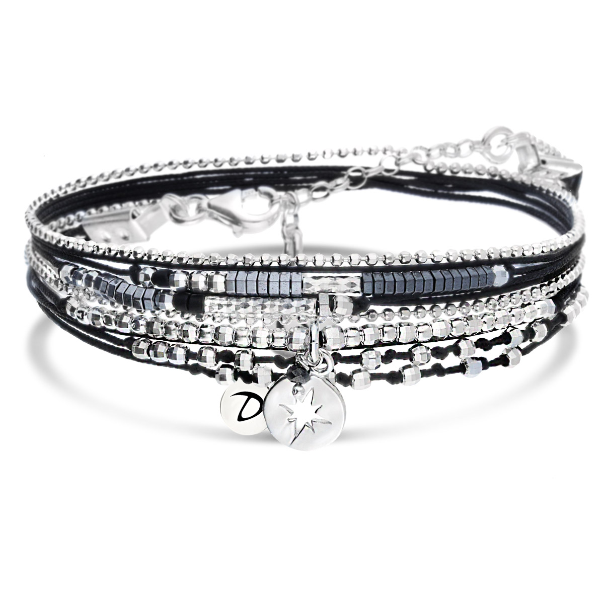 BRACELET MULTI TOURS NOIR ETOILE DU NORD