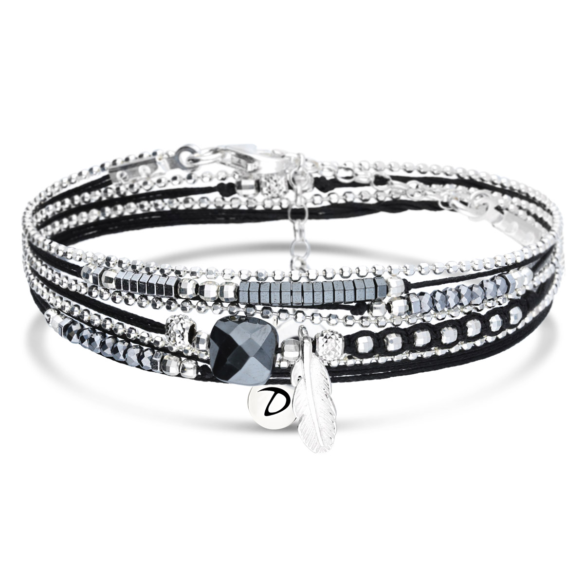 BRACELET VIRTUOSE PLUME NOIR