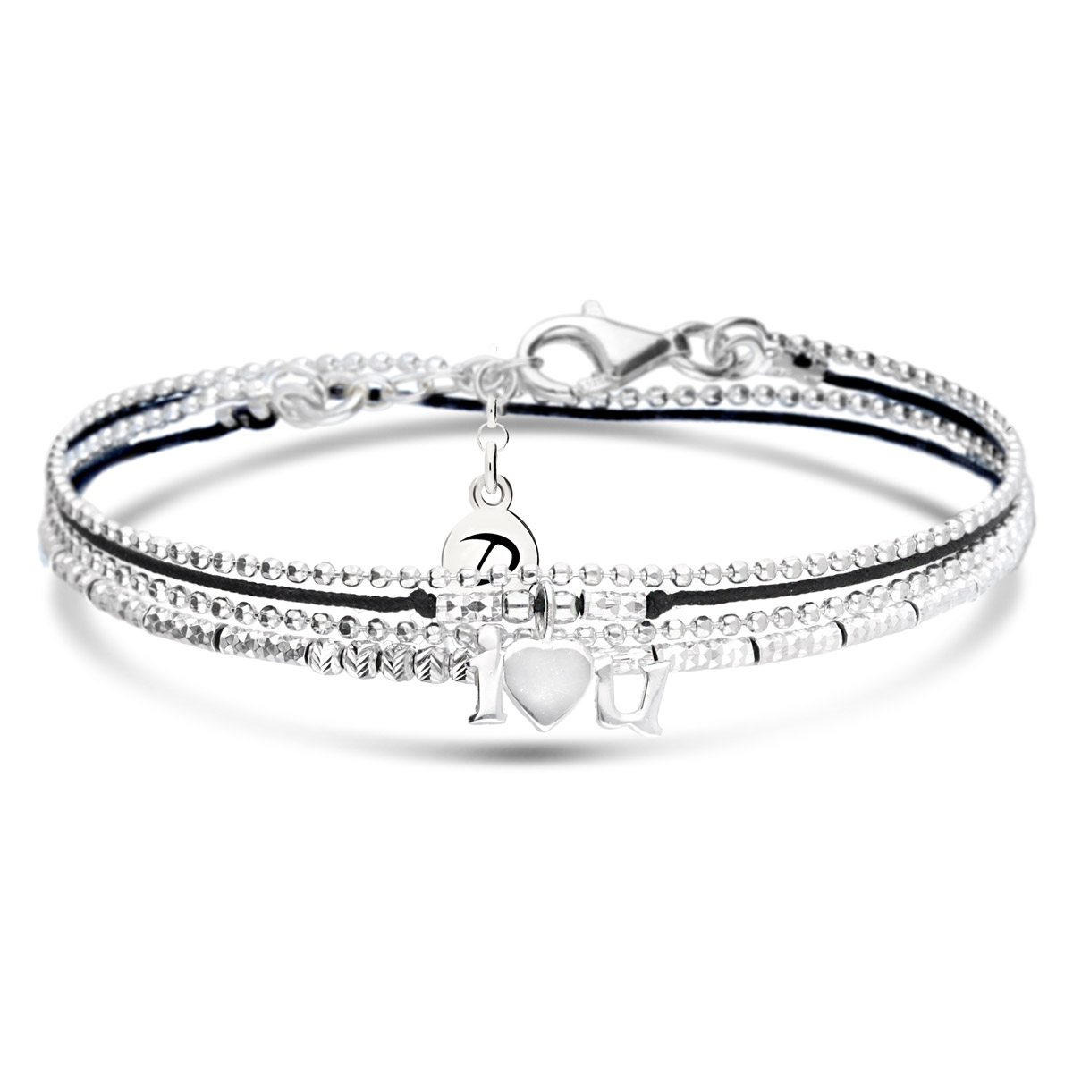 BRACELET DOUBLE TOURS NOIR I LOVE YOU