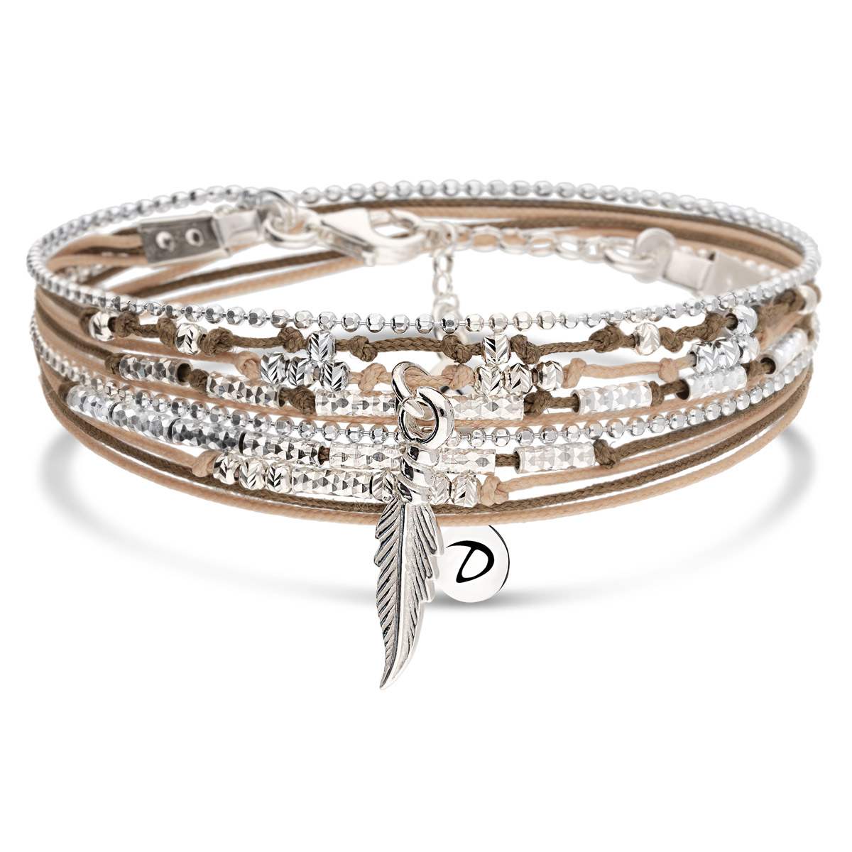 BRACELET MULTI TOURS WAVY-PLUME BEIGE