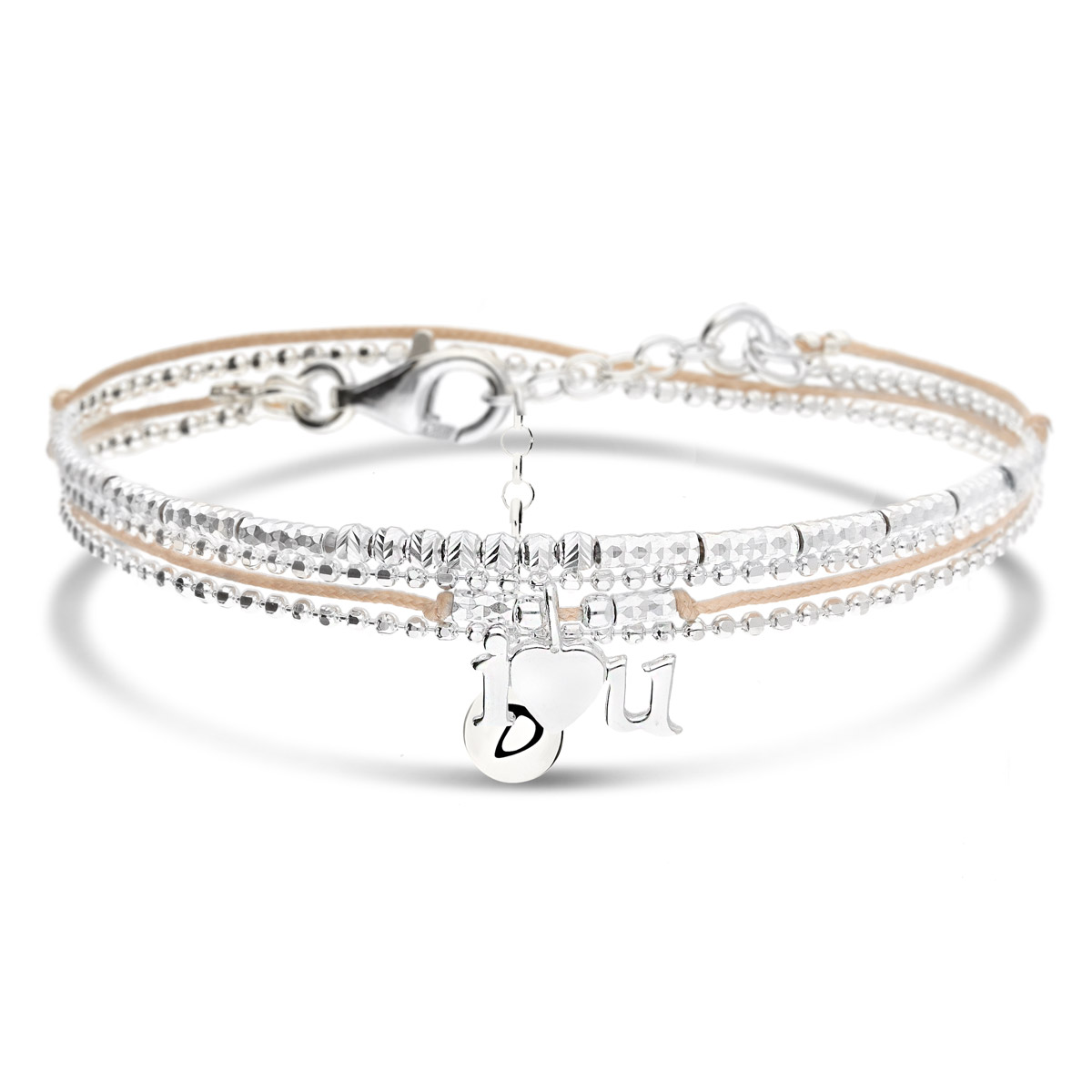BRACELET DOUBLE TOURS BEIGE CLAIR I LOVE YOU