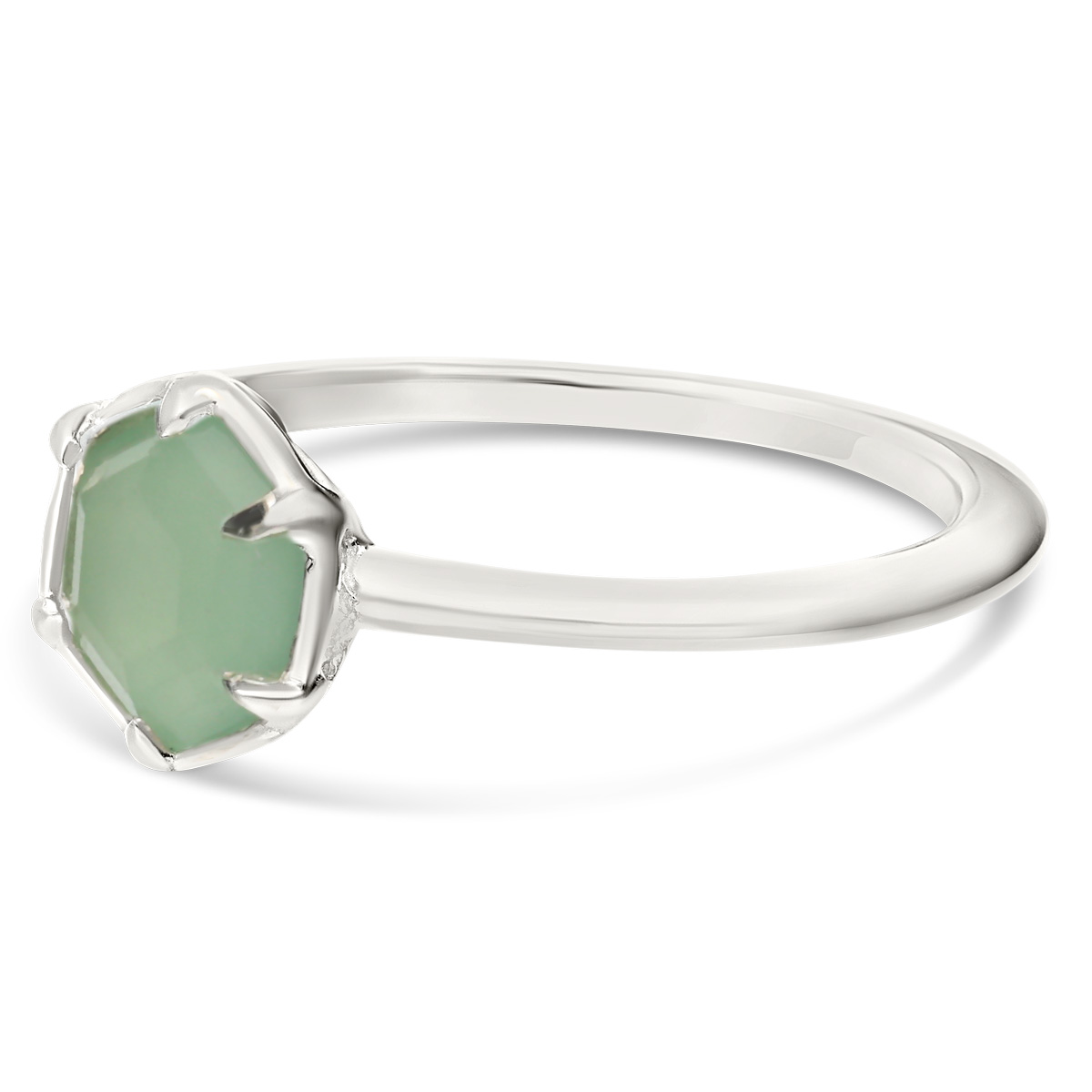 BAGUE PIERRE AVENTURINE VERTE HEXAGONALE 6MM