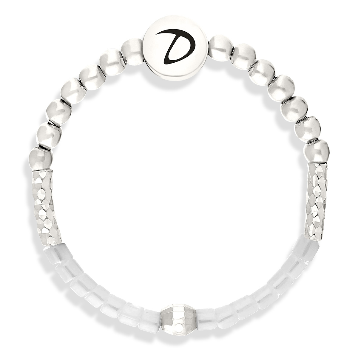 BAGUE BLANC IRISE ET SILVER