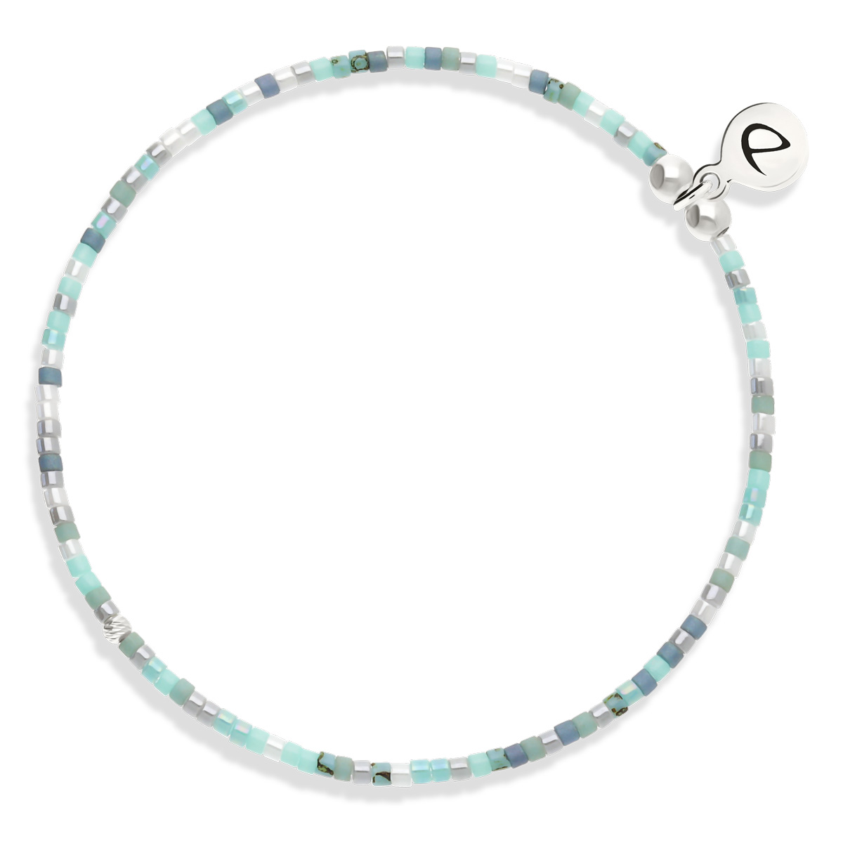 Bracelet Élastique Argent 925 Bleu Turquoise Le Miyuki