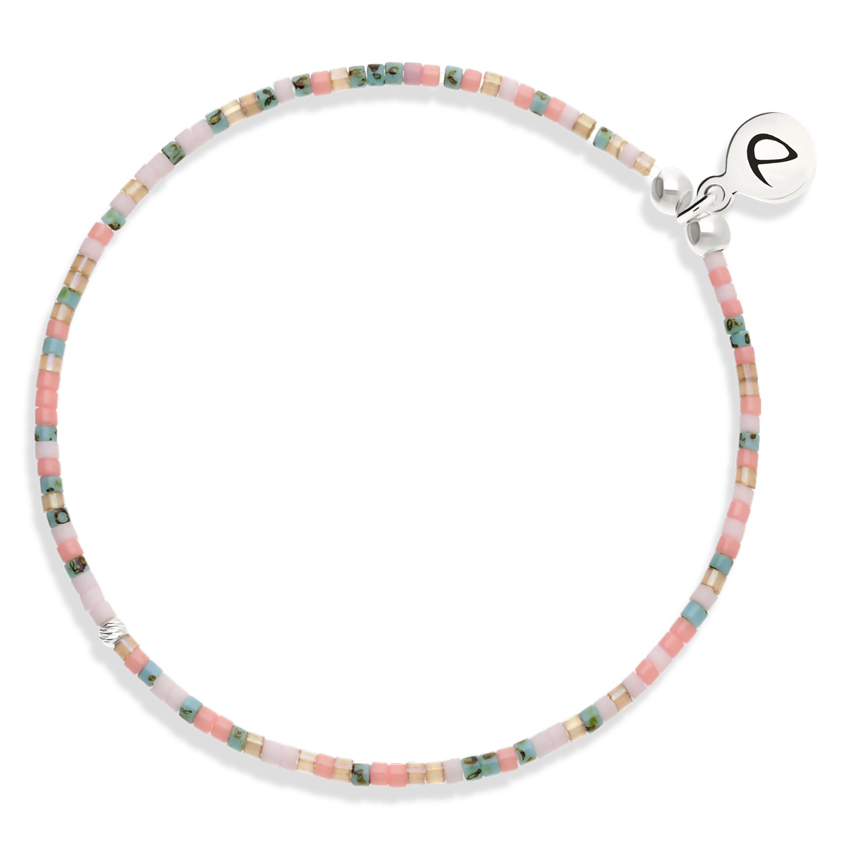 Bracelet Élastique Argent 925 Rose Turquoise Le Miyuki