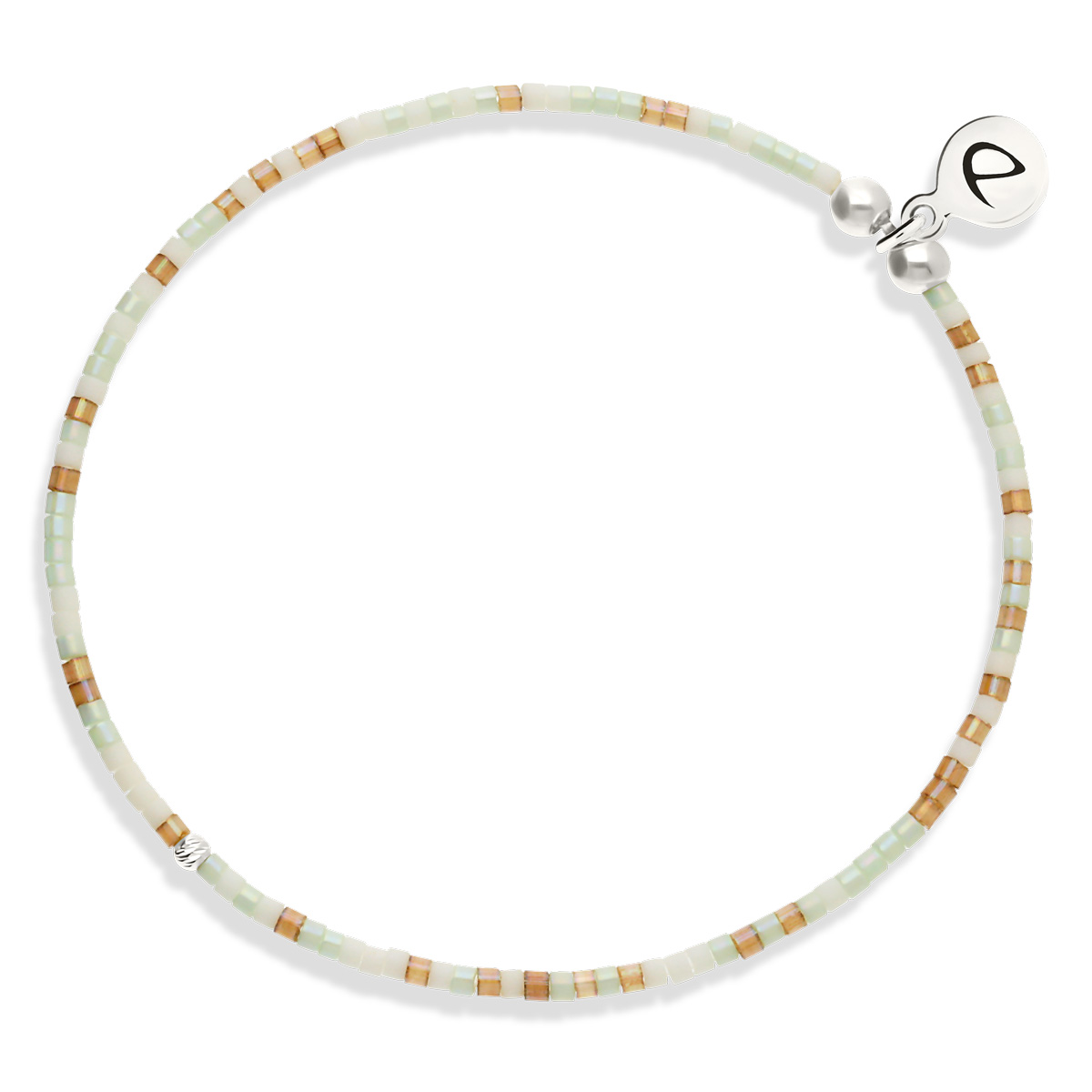 Bracelet Élastique Argent 925 Vert Crème Le Miyuki