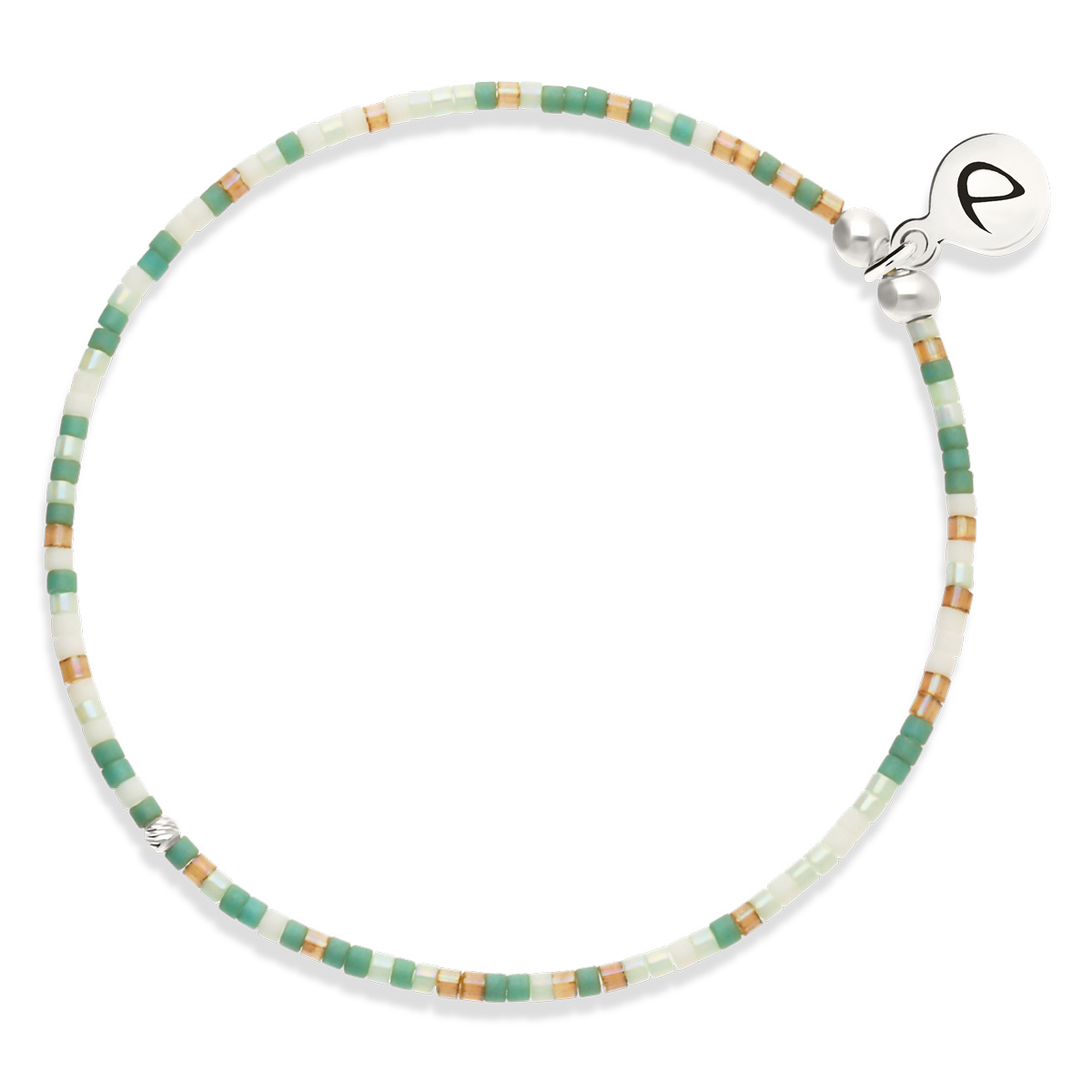 Bracelet Élastique Argent 925 Vert Amande Le Miyuki