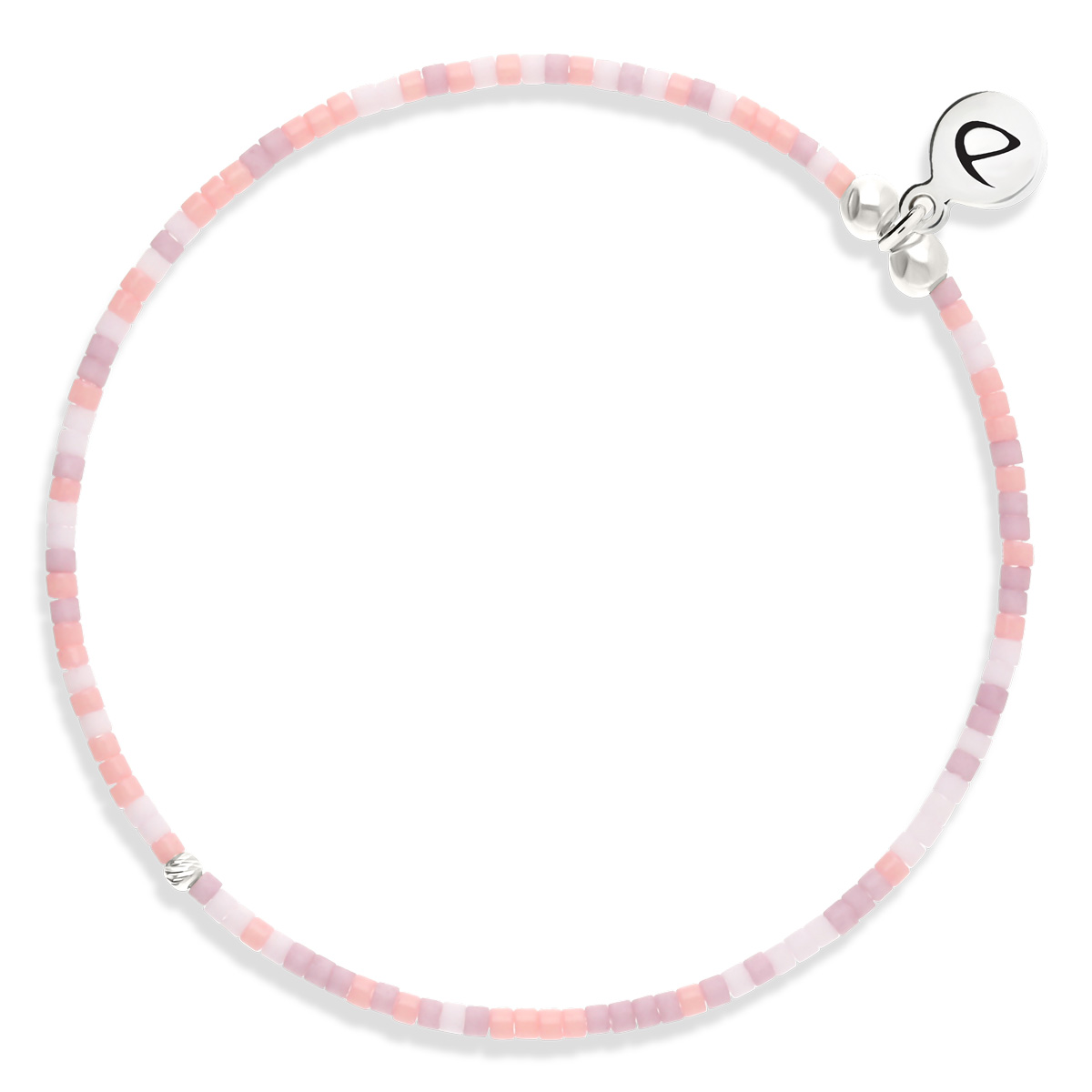 Bracelet Élastique Argent 925 Rose Orangé Le Miyuki