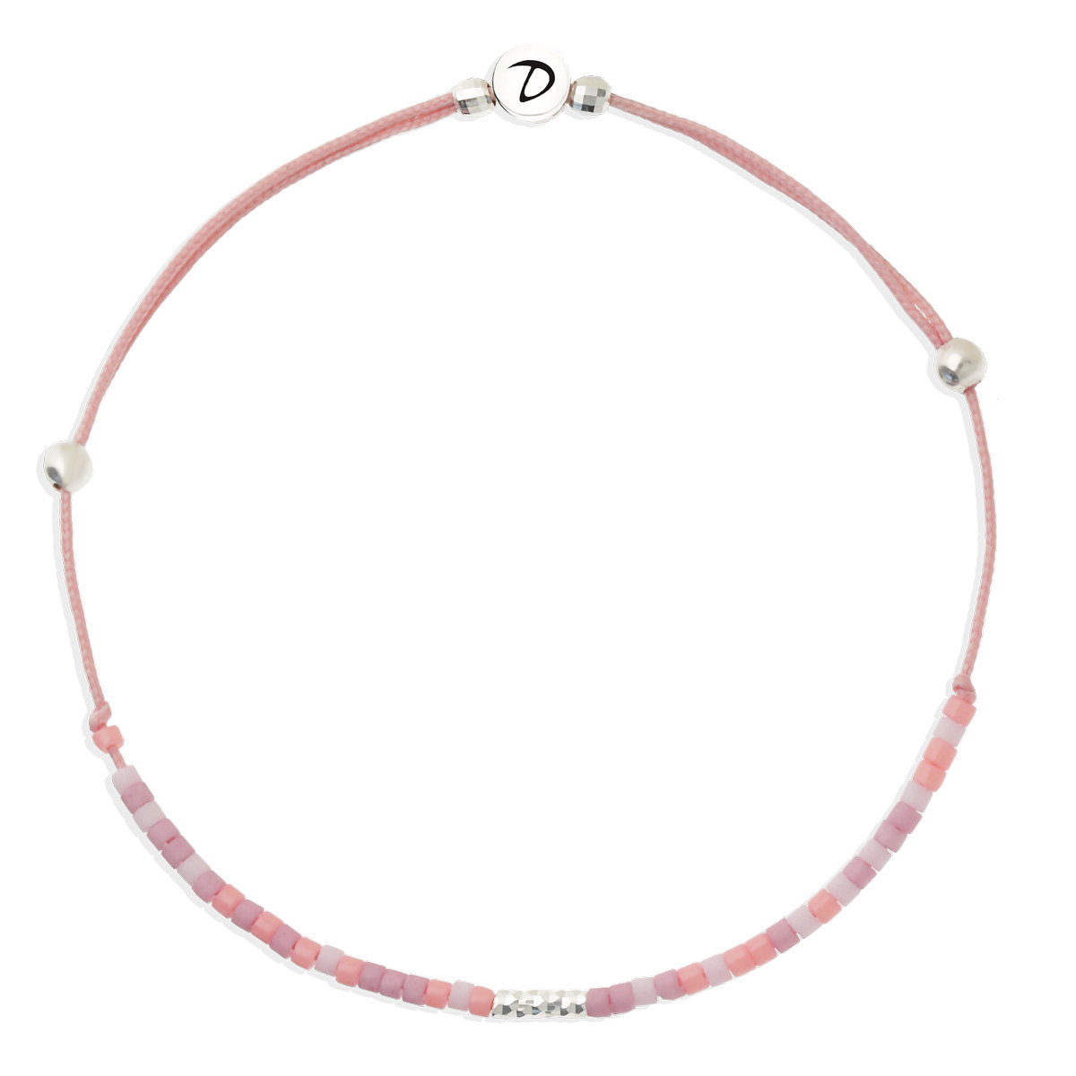 Bracelet Cordon Rose Perles Rose Orangé Le Mix