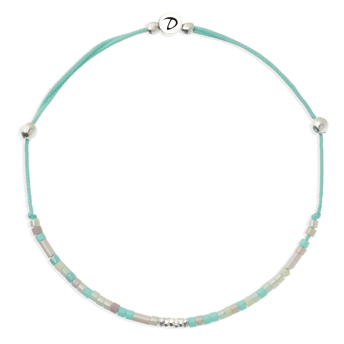 Bracelet Cordon Vert Turquoise Perles Pastel Le Mix