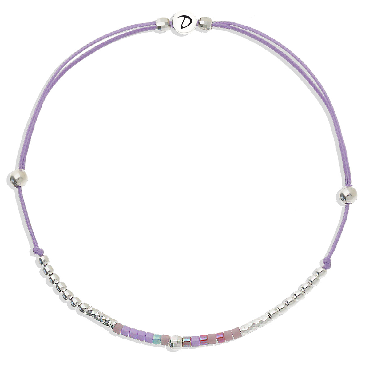 Bracelet Cordon Violet Perles Violet Turquoise Le Pétillant