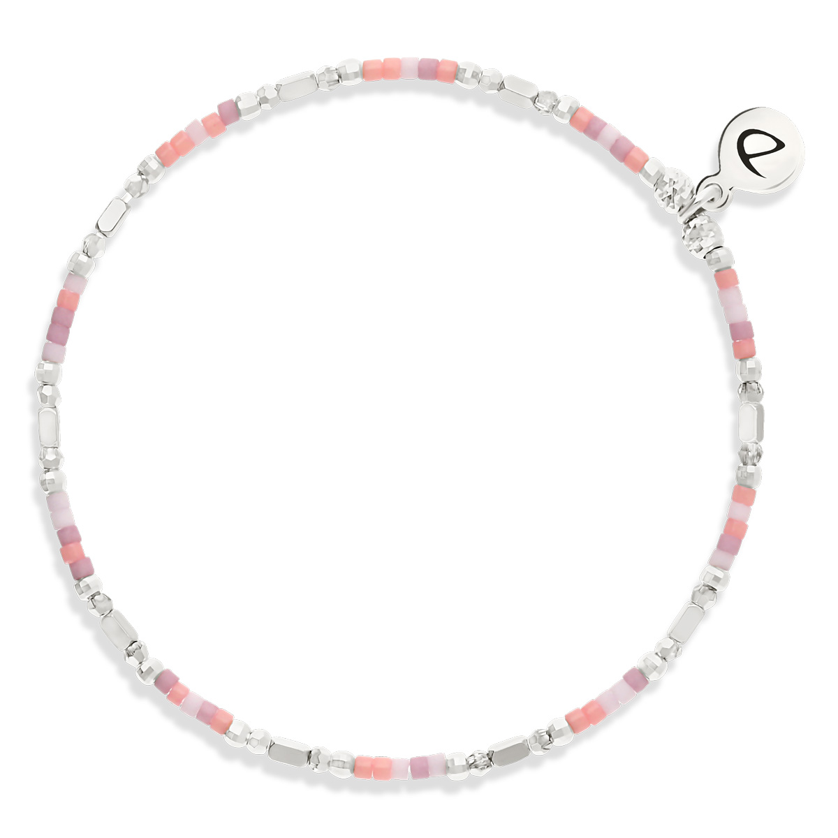 Bracelet Élastique Argent 925 Le Sunset Rose Orangé Hématite