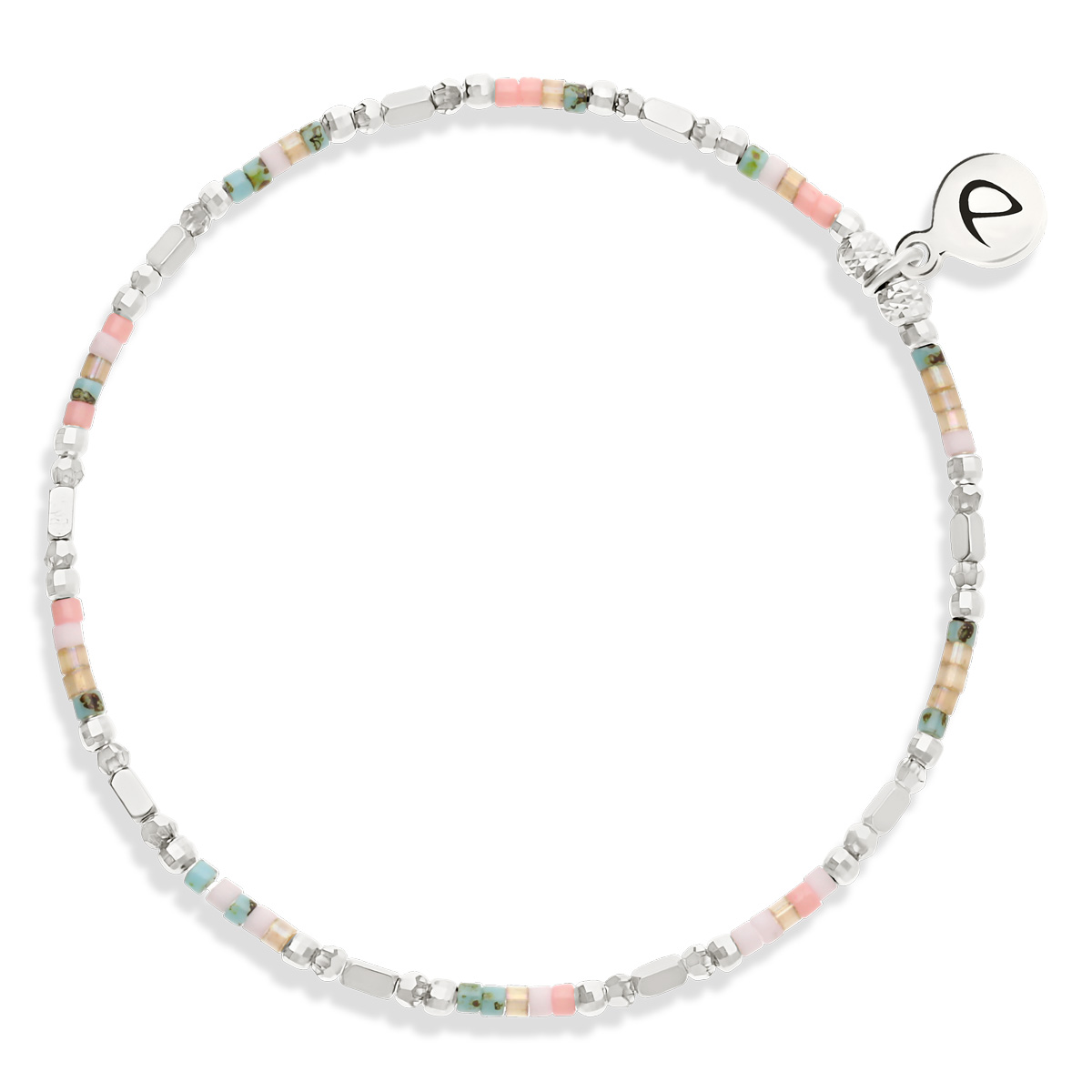 Bracelet Élastique Argent 925 Le Sunset Rose Turquoise Hématite