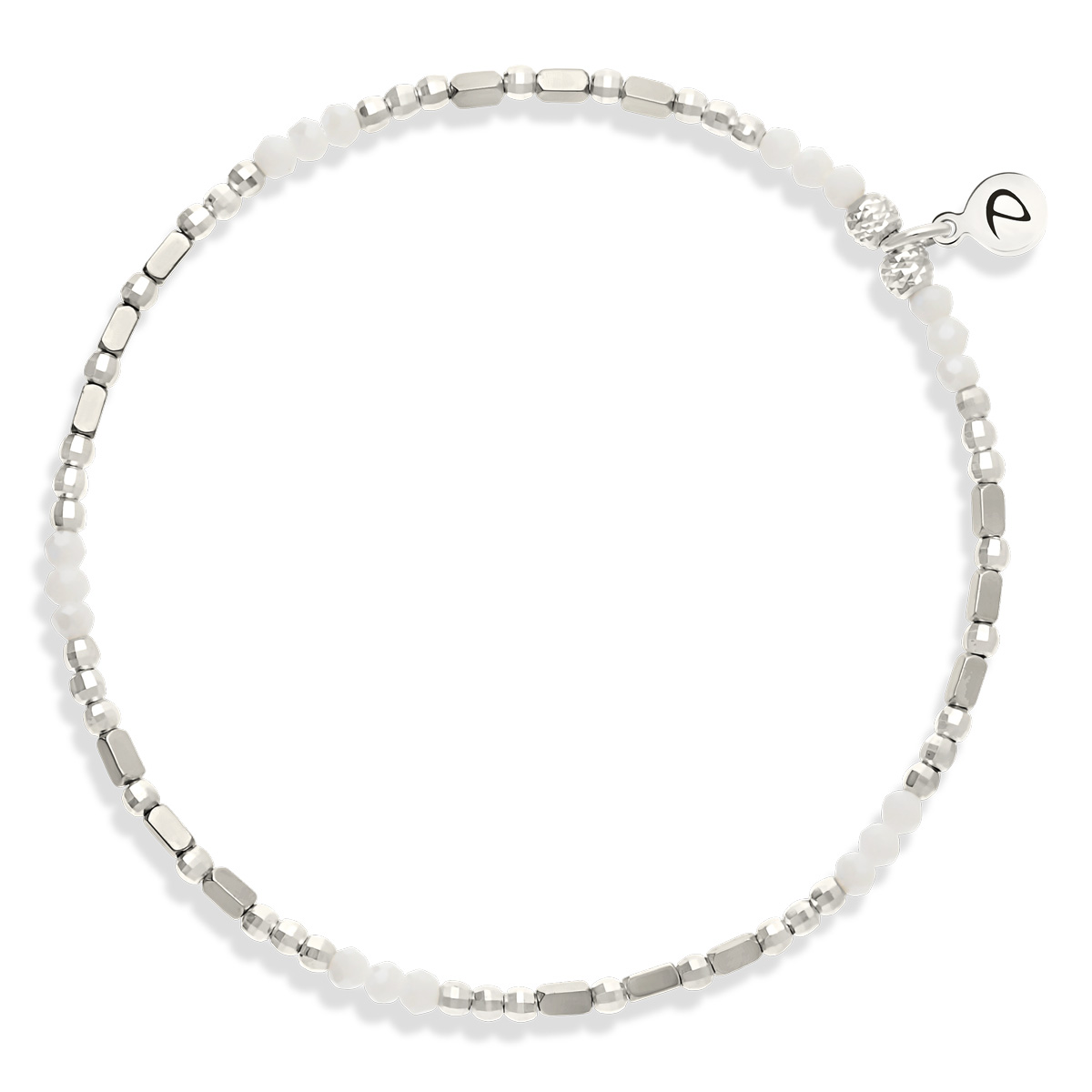 Bracelet Élastique Argent 925 Blanc Hématite