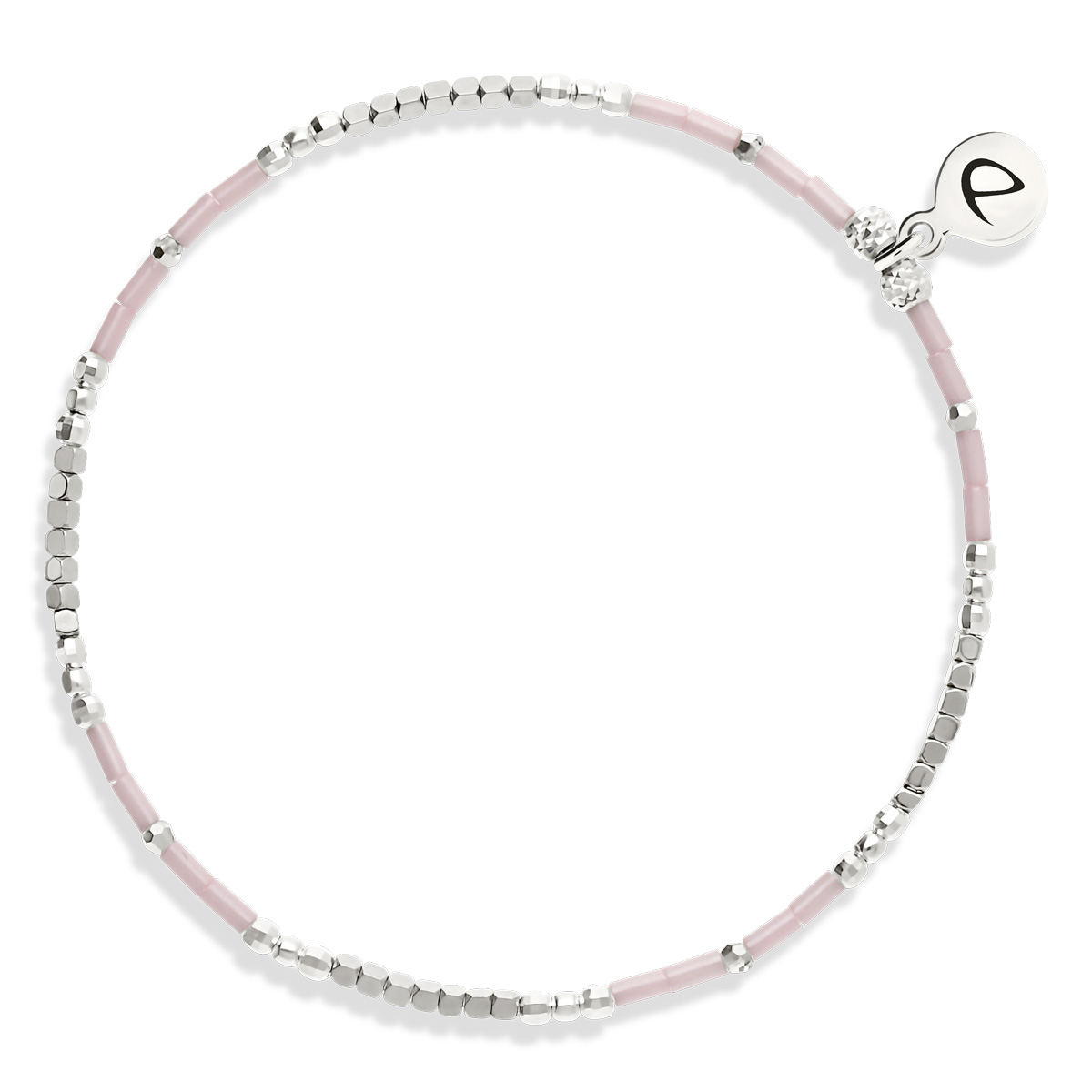 Bracelet Élastique Argent 925 L’ Évasion Rose Clair Hématite