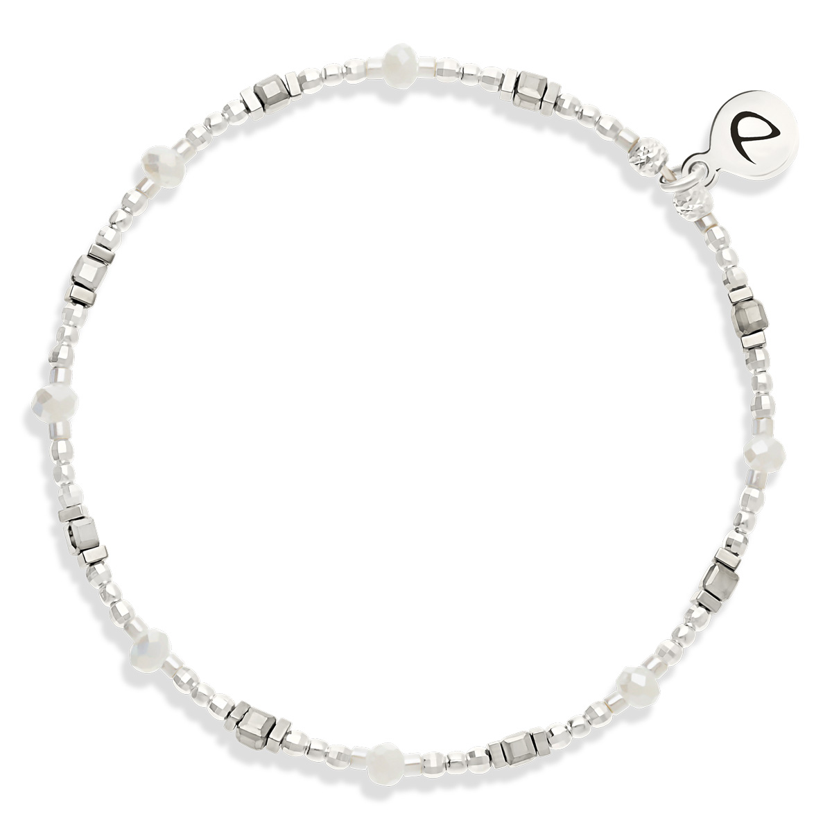 Bracelet Élastique Argent 925 Le Riviera Blanc Hématite