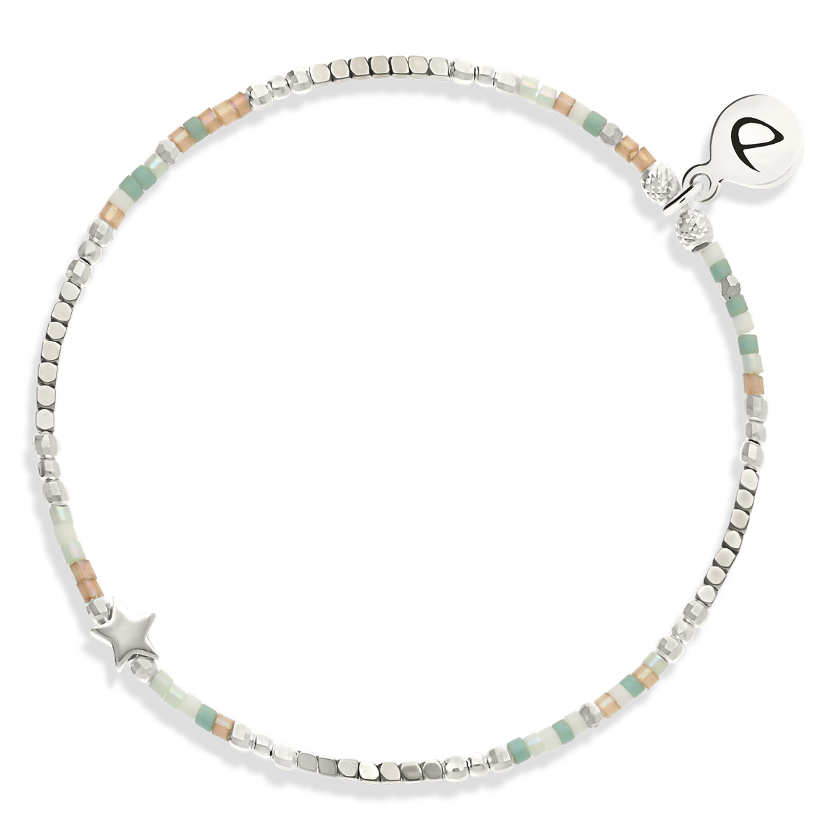 Bracelet Élastique Argent 925 L’ Étoilée Vert Amande Hématite