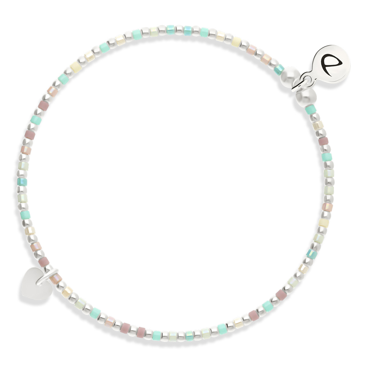 Bracelet Élastique Argent 925 Le Petit Coeur Mix Pastel