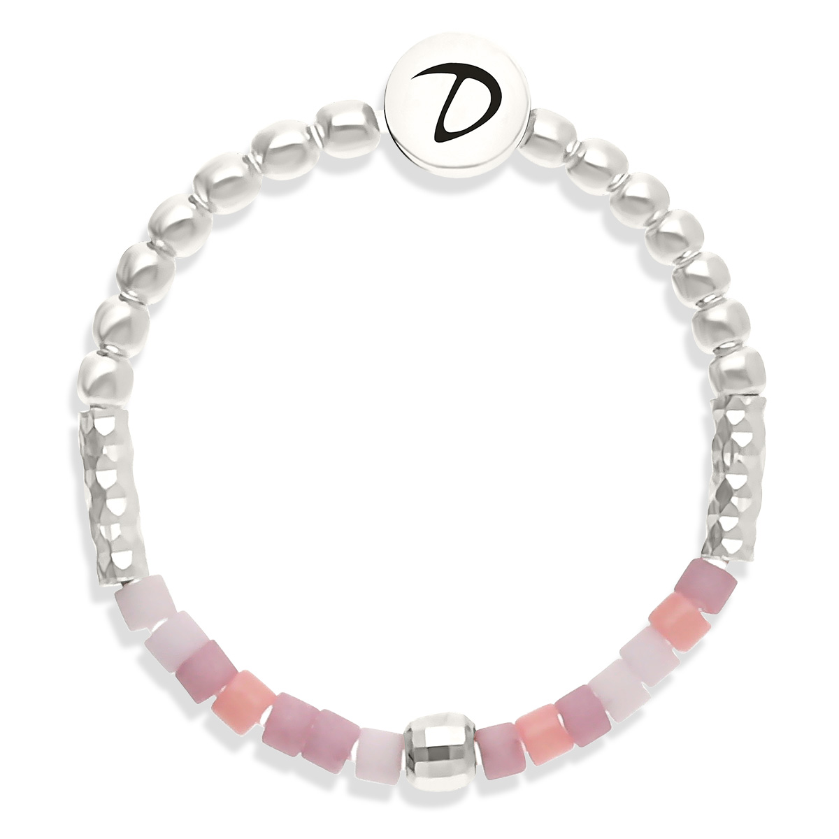 Bague Élastique Argent 925 Miyuki Rose Orangé