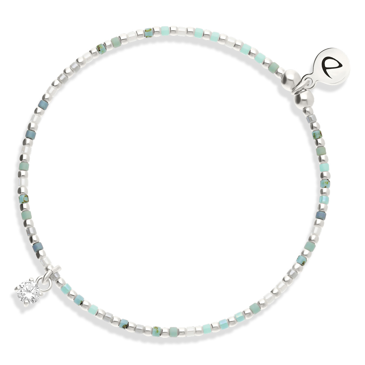 Bracelet Élastique Argent 925 L’ Oxyde Bleu Turquoise