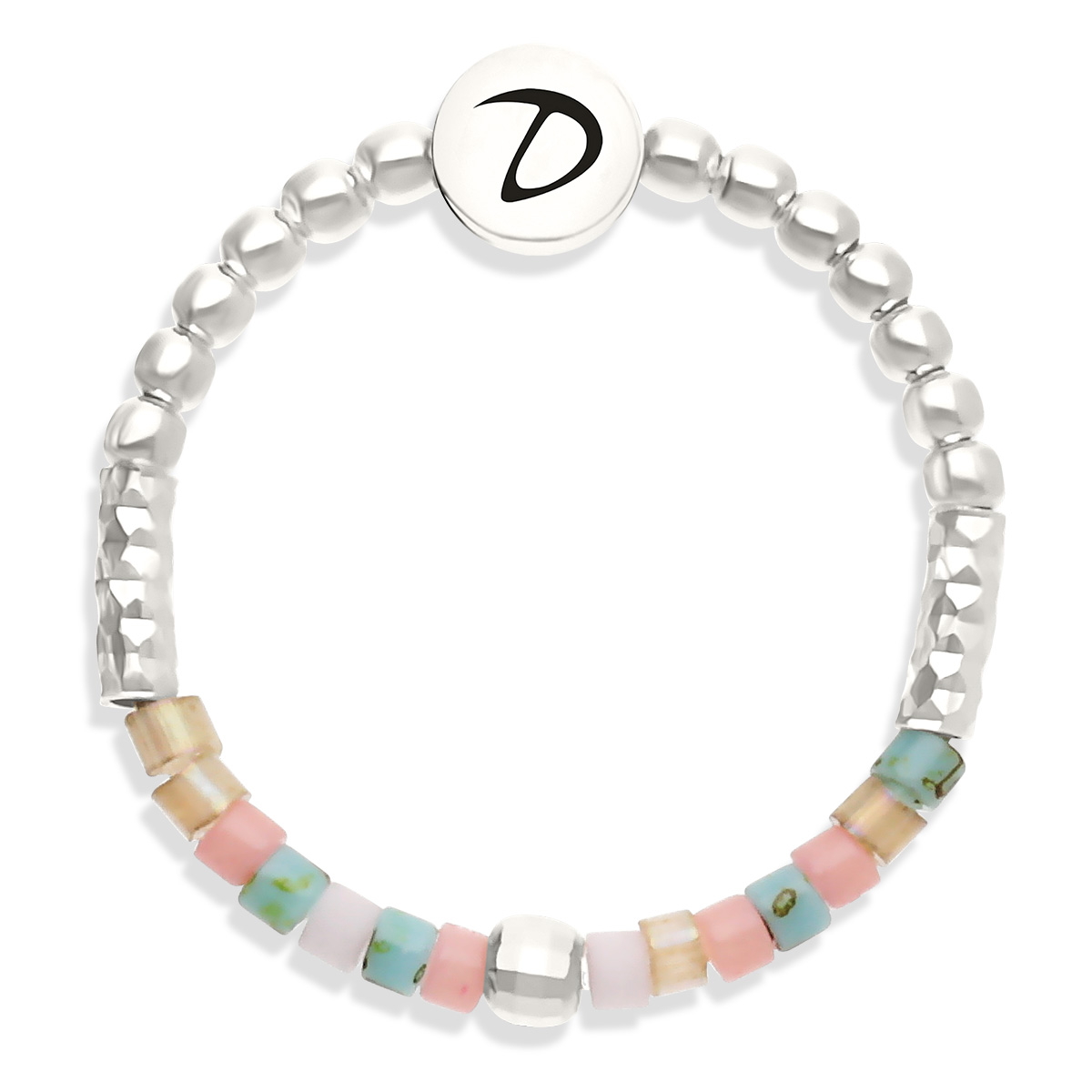 Bague Élastique Argent 925 Miyuki Rose Turquoise