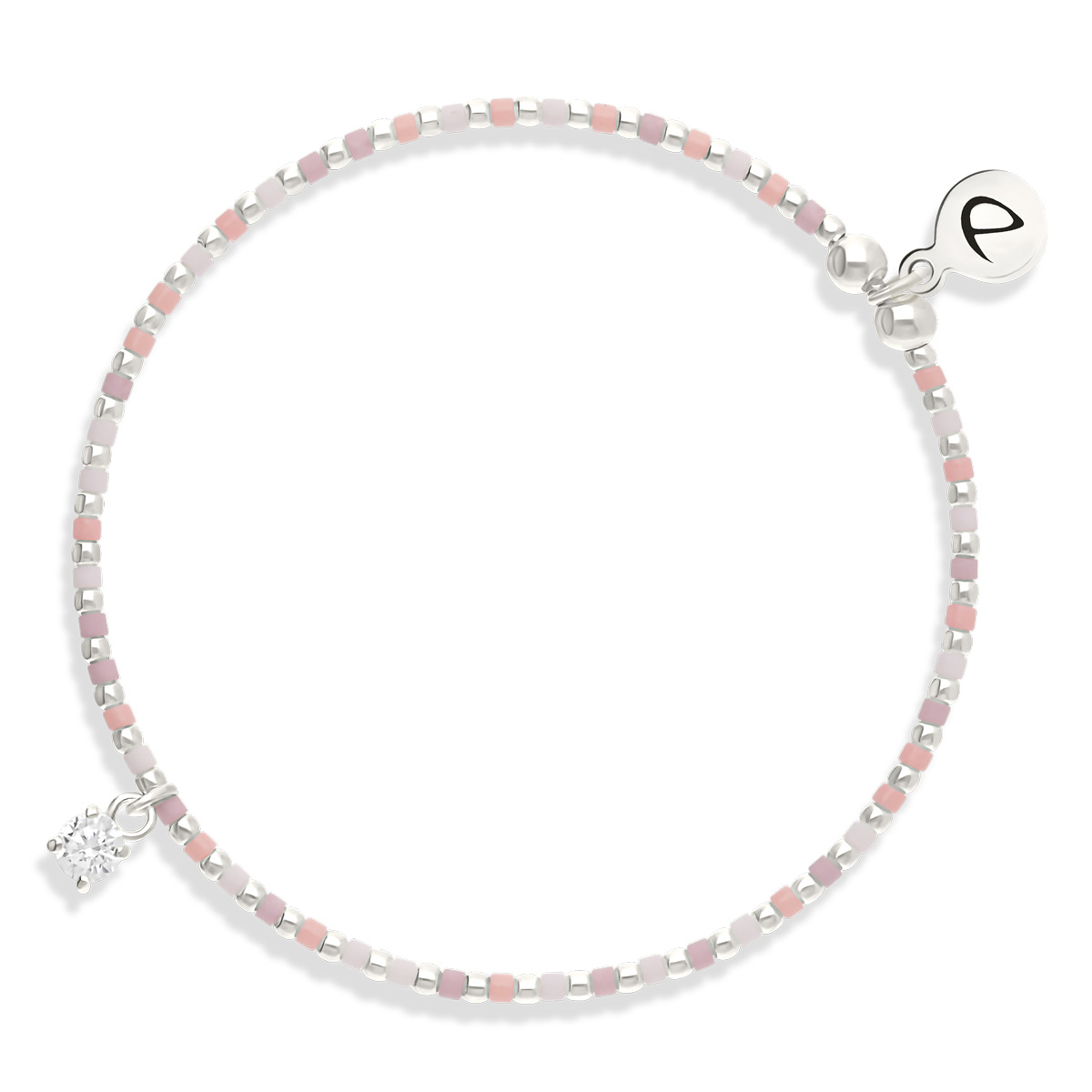 Bracelet Élastique Argent 925 L’ Oxyde Rose Orangé