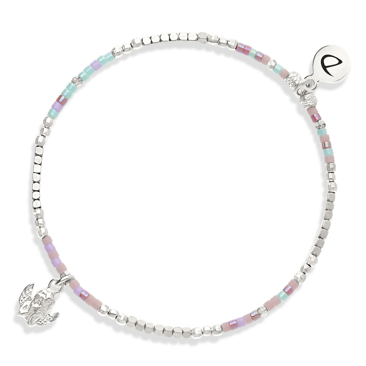 Bracelet Élastique Argent 925 L’ Ange Violet Turquoise