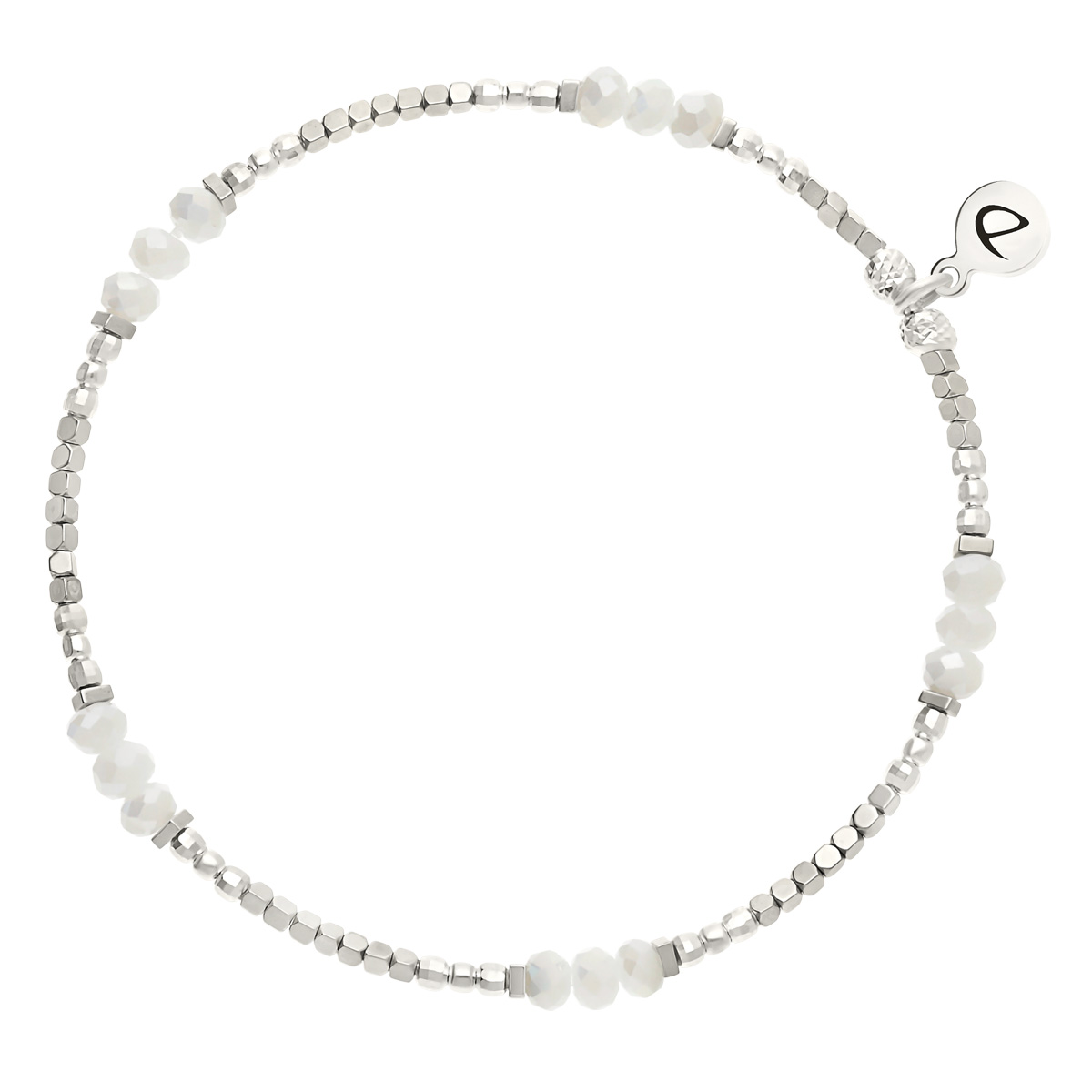 Bracelet Élastique Argent 925 Le Séduisant Blanc Hématite