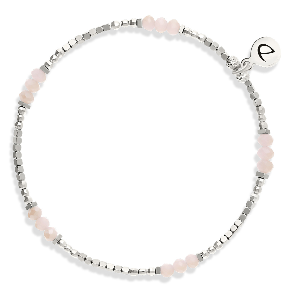 Bracelet Élastique Argent 925 Le Séduisant Rose Orangé Hématite