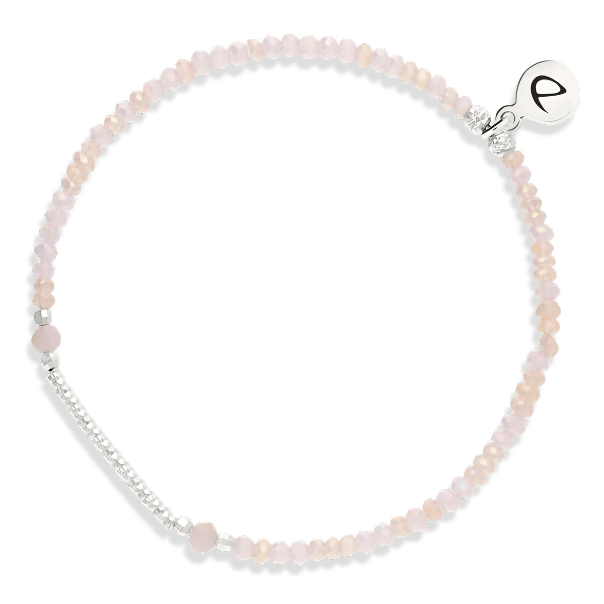 Bracelet Élastique Argent 925 Tube Diamanté Rose Orangé