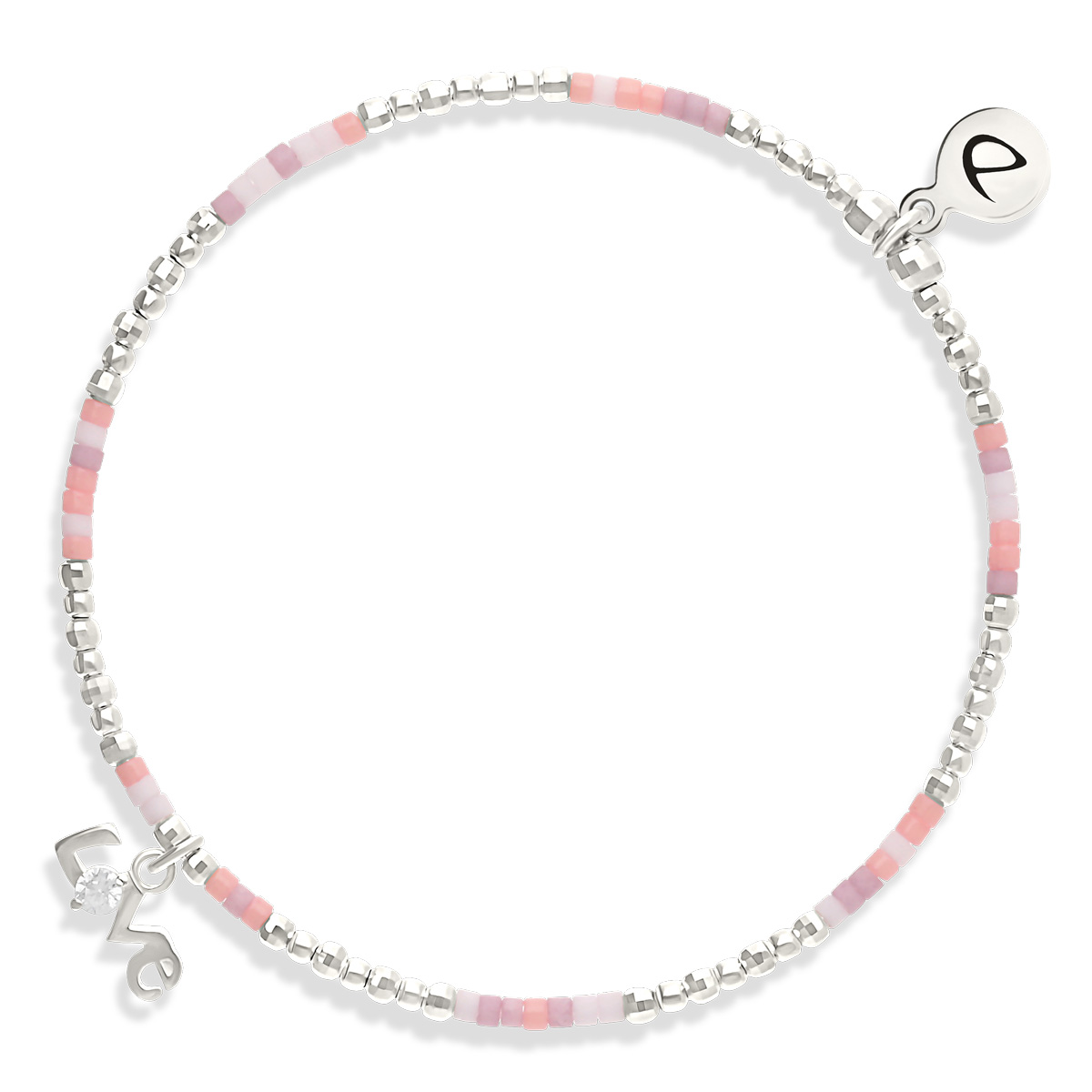 Bracelet Élastique Argent 925 Love Rose Orangé