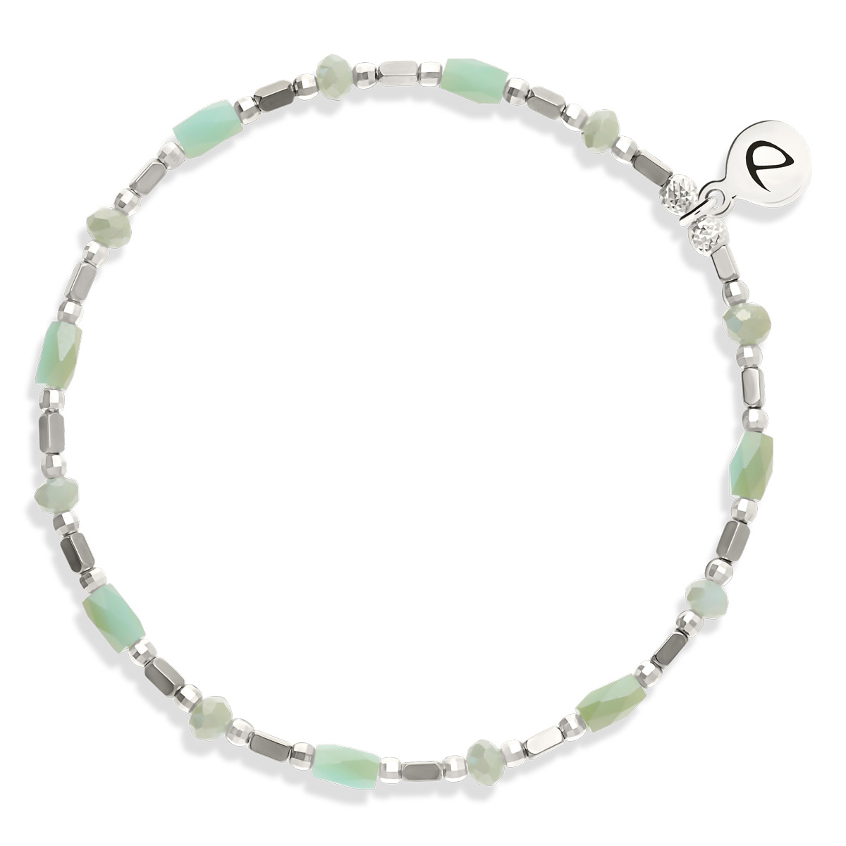 Bracelet Élastique Argent 925 Harmonie Vert Amande