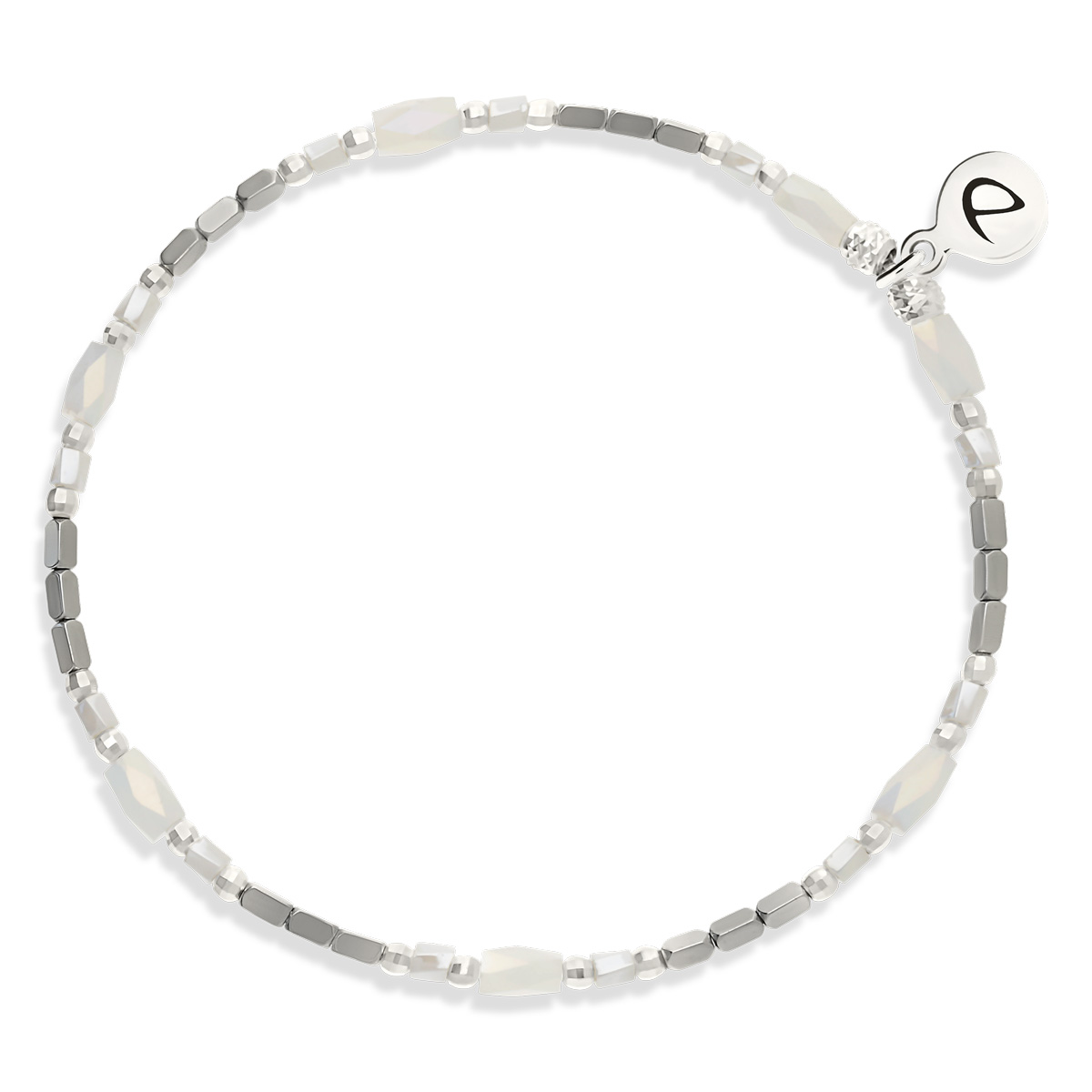 Bracelet Élastique Argent 925 Harmonie Blanc Hématite