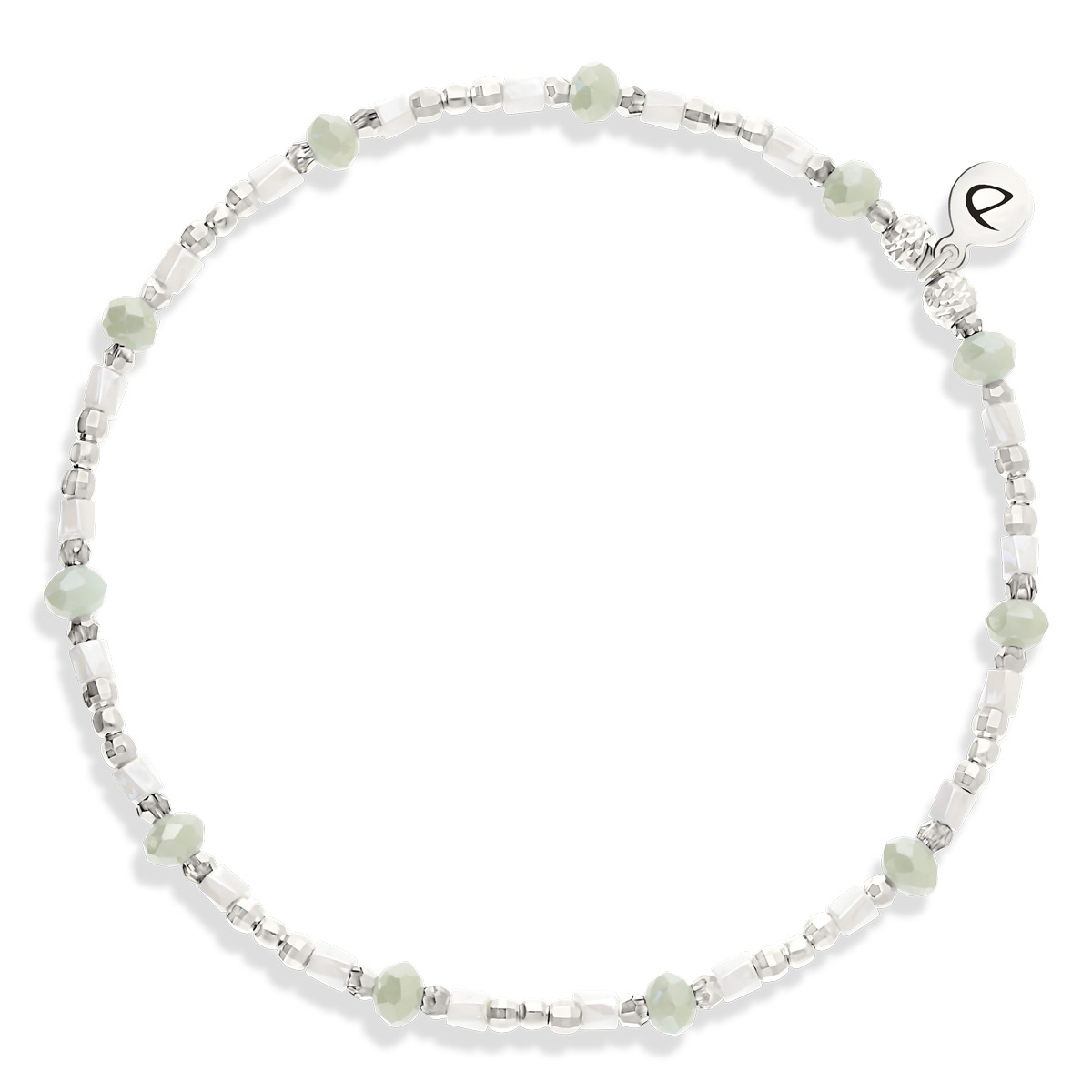 Bracelet Élastique Argent 925 Douceur Vert Amande