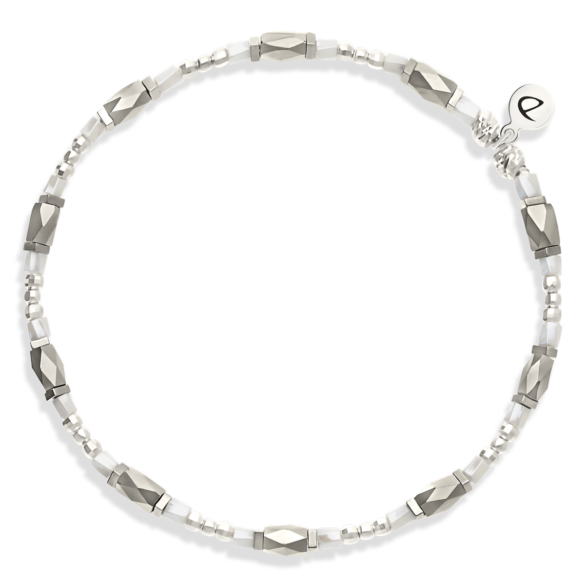 Bracelet Élastique Argent 925 Le Rayonnant Blanc Hématite