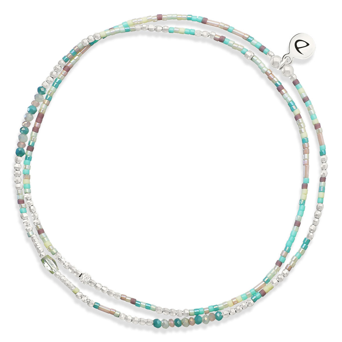Chevillère Élastique 2 Tours Argent 925 Mix Pastel