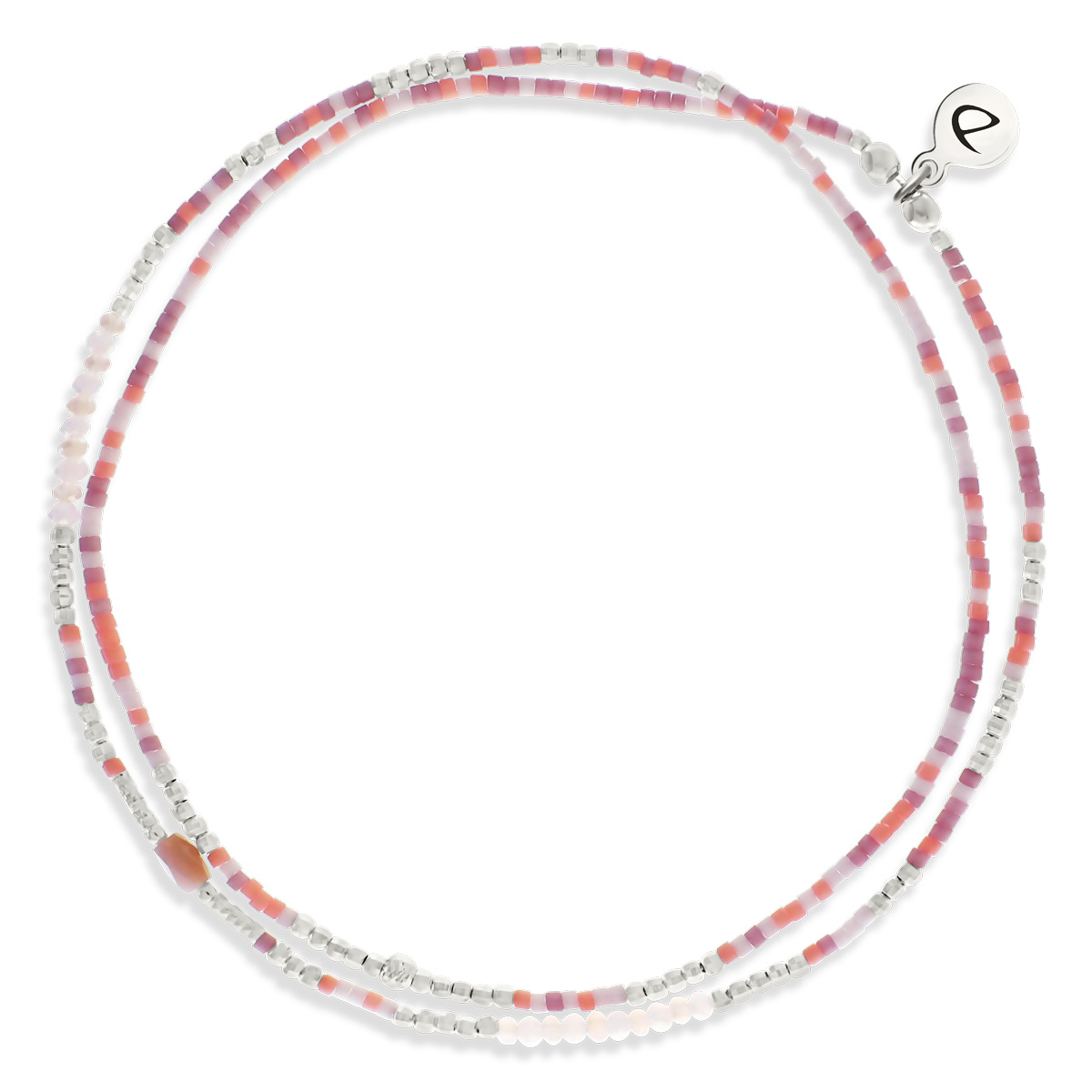 Chevillère Élastique 2 Tours Argent 925 Rose Orangé