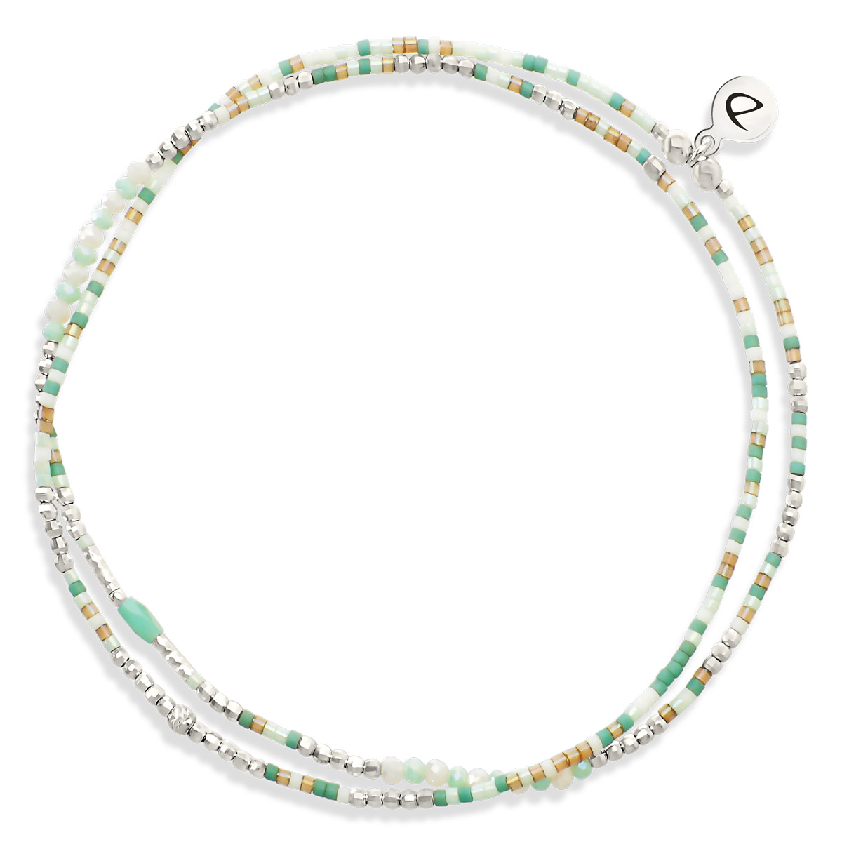 Chevillère Élastique 2 Tours Argent 925 Vert Amande